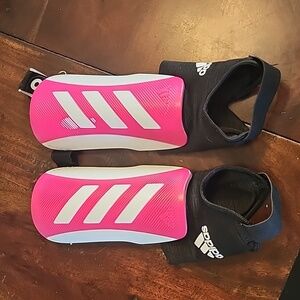 Pink and White Youth L Shin Guards